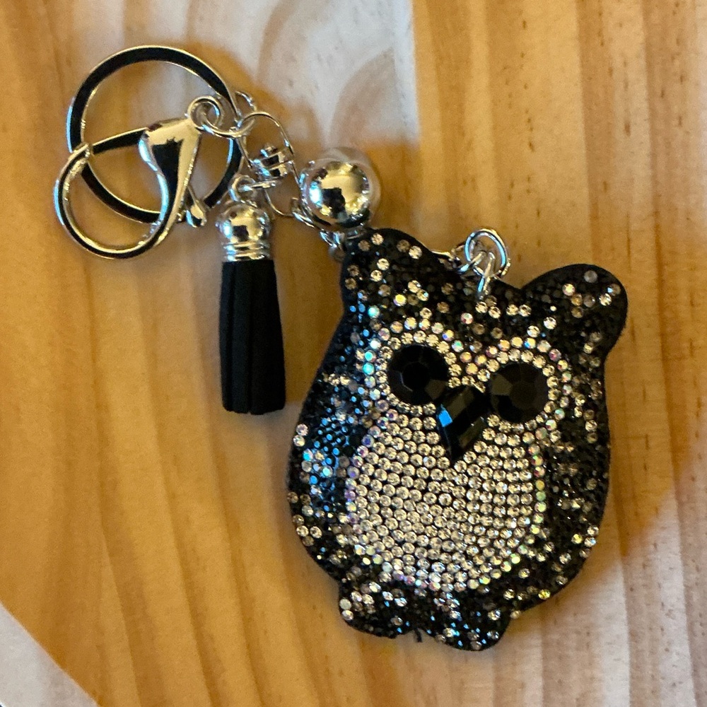 Sparkling Puffy Owl Keychain